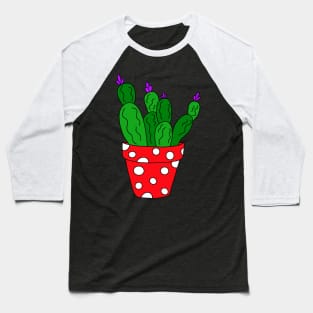 Cute Cactus Design #39: Polka Dot Cactus Pot Baseball T-Shirt